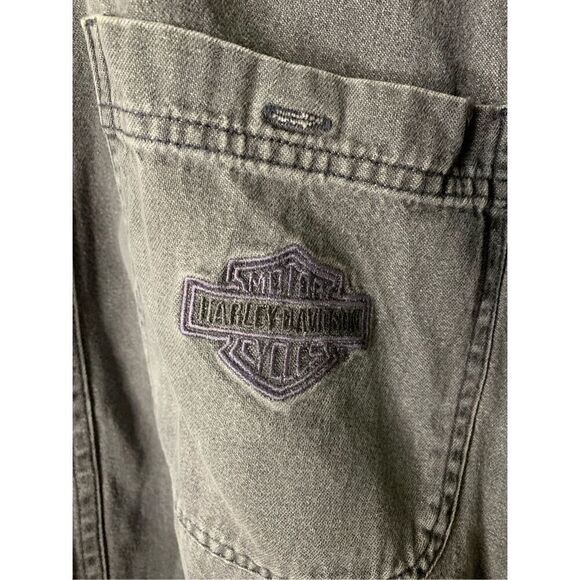 Harley Davidson 100% cotton denim button front shirt jacket gray men's size XL - Picture 3 of 6